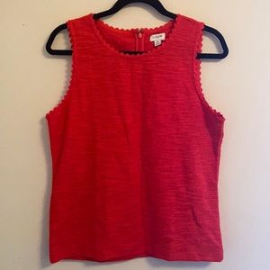 J crew red scalloped edge tank blouse womans M